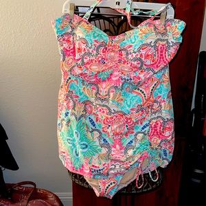 Multicolored bathing suit one piece